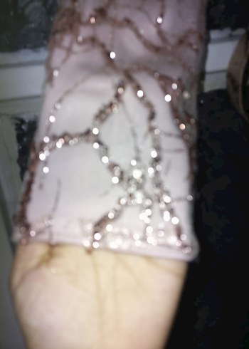 Bej Nakışlı Uzun Vintage Abiye Elbise tesettür abiye - Görsel 7