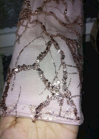 Bej Nakışlı Uzun Vintage Abiye Elbise tesettür abiye - Görsel 8