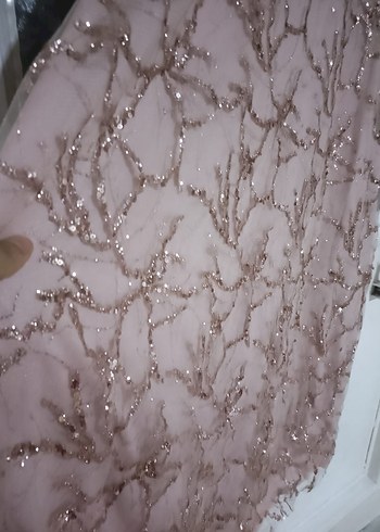 Bej Nakışlı Uzun Vintage Abiye Elbise tesettür abiye - Görsel 6