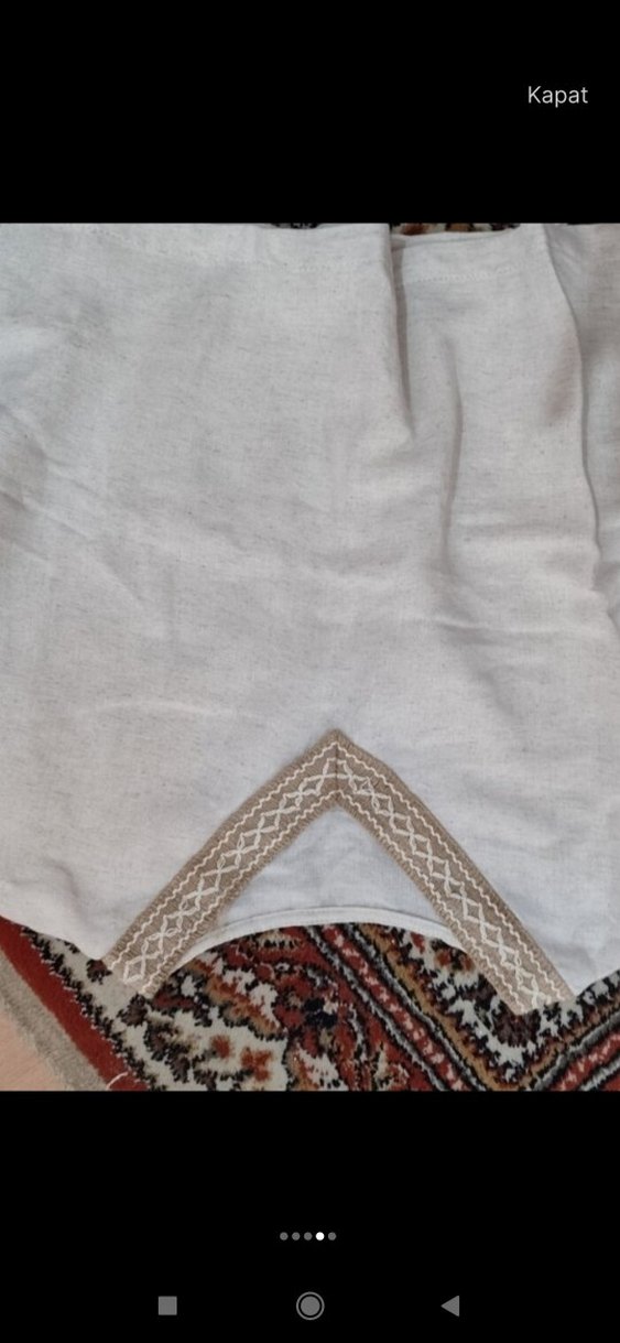 Bej Kadın Pamuklu Rahat Kesim  keten Pantolon takım - Görsel 3