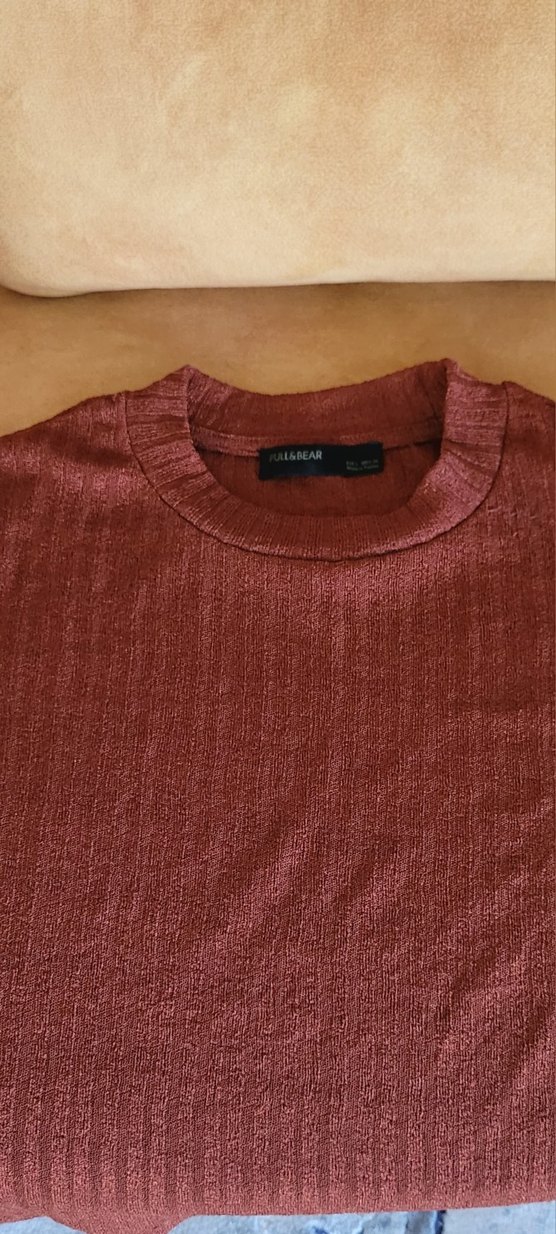 Kahverengi Kadın Kısa Kollu Triko Tişört - Görsel 3