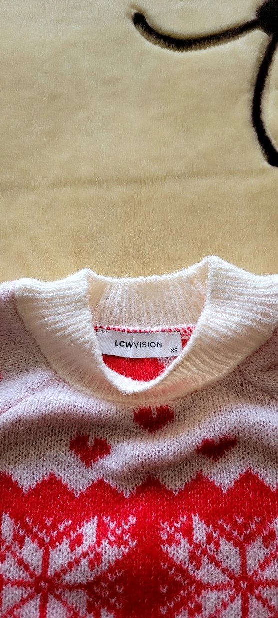 Kırmızı Bohem Uzun Kollu Örgü Kazak - Görsel 3