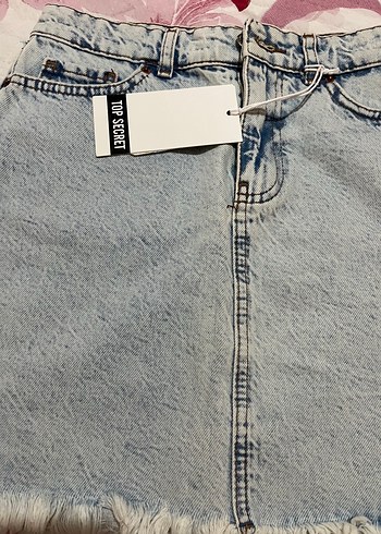 s Beden Fırfırlı Mavi Denim Mini Etek