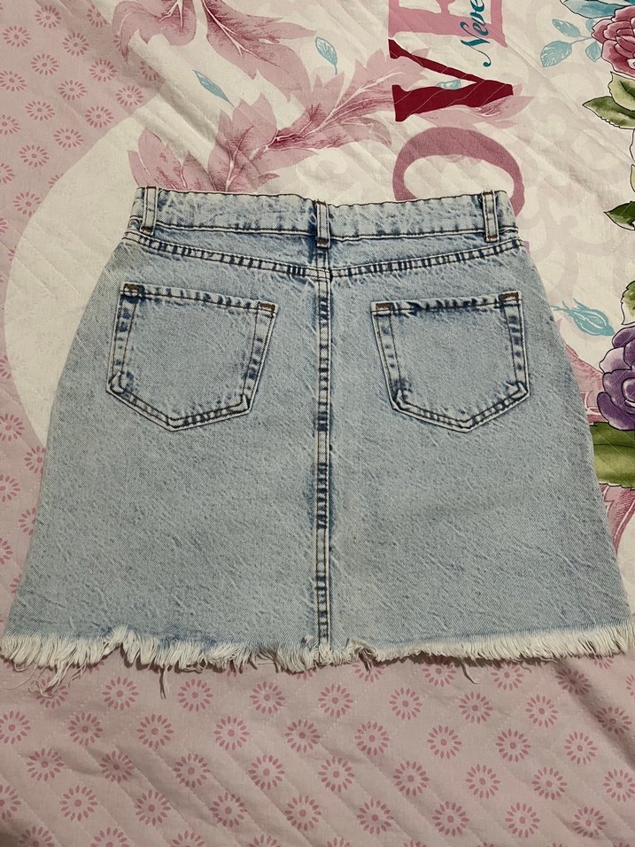 Fırfırlı Mavi Denim Mini Etek - Görsel 2