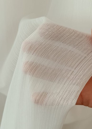 Nakışlı Beyaz Gri Püsküllü Perde - Görsel 3