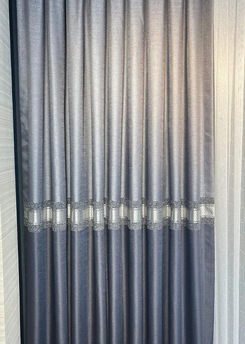 Gri Nakışlı Modern Perde - Görsel 2