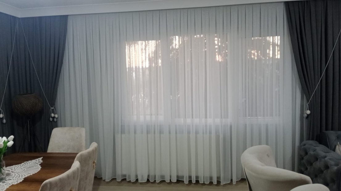 Modern Klasik Beyaz Tül Perde - Görsel 2