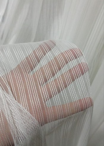 Beyaz Şeffaf Çizgili Tül Perde Kdk30 - Görsel 4