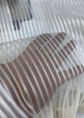 Beyaz Şeffaf Çizgili Tül Perde Kdk30 - Görsel 5