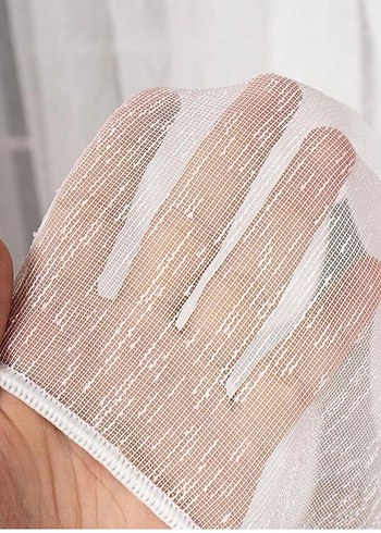 Beyaz Şeffaf Çizgili Tül Perde Kdk30 - Görsel 6