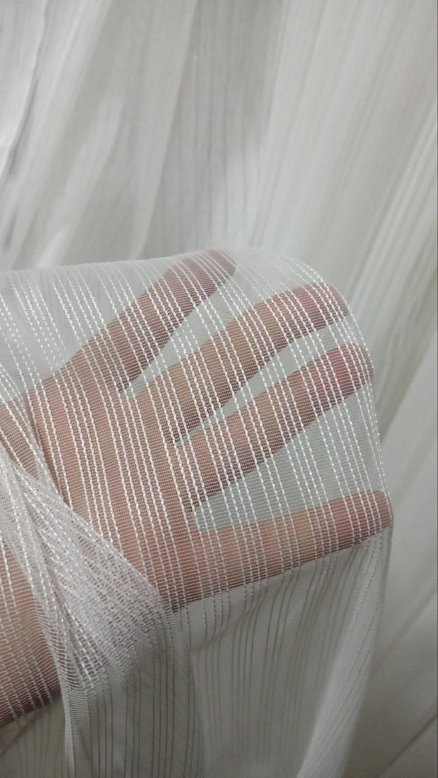 Beyaz Şeffaf Çizgili Tül Perde Kdk30 - Görsel 4