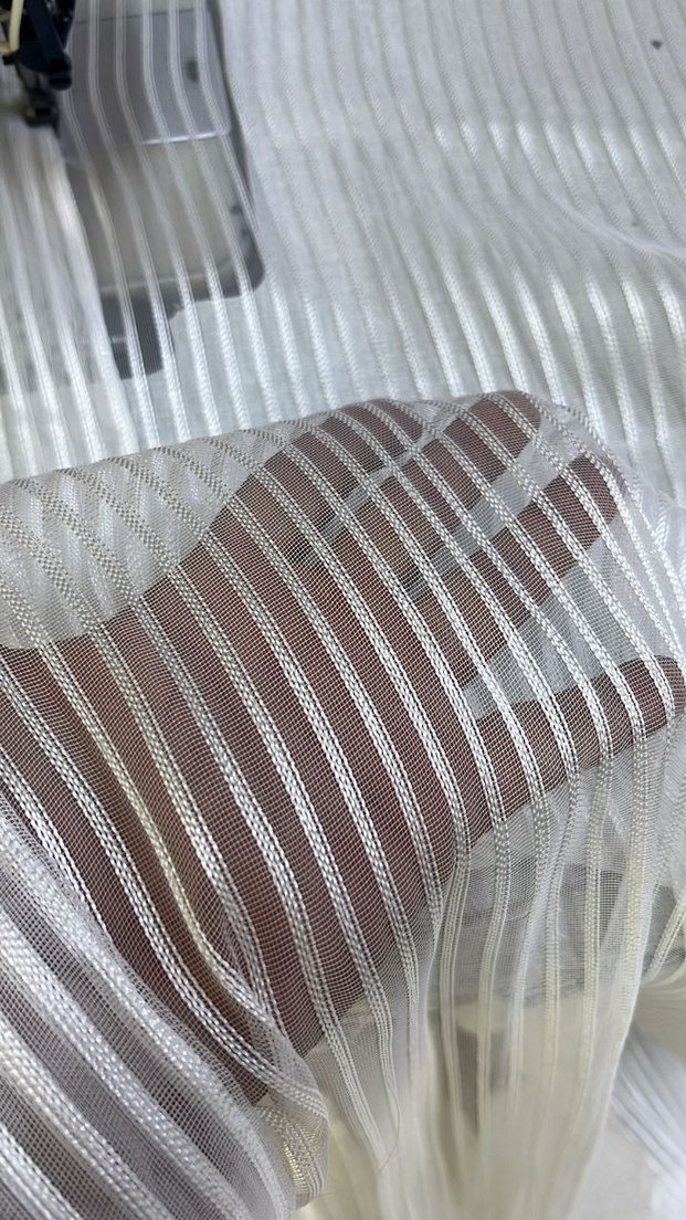 Beyaz Şeffaf Çizgili Tül Perde Kdk30 - Görsel 5