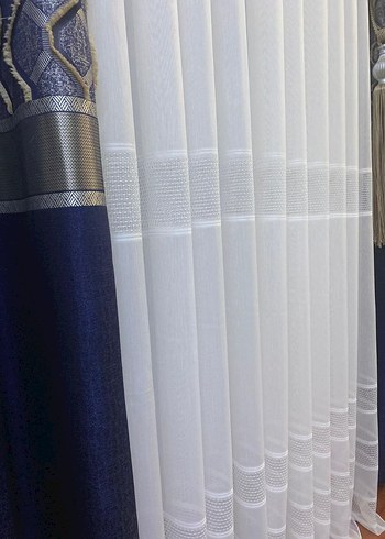 Gri Detaylı Beyaz Modern Tül Perde - Görsel 3