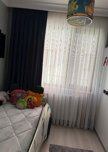 Gri Detaylı Beyaz Modern Tül Perde - Görsel 5