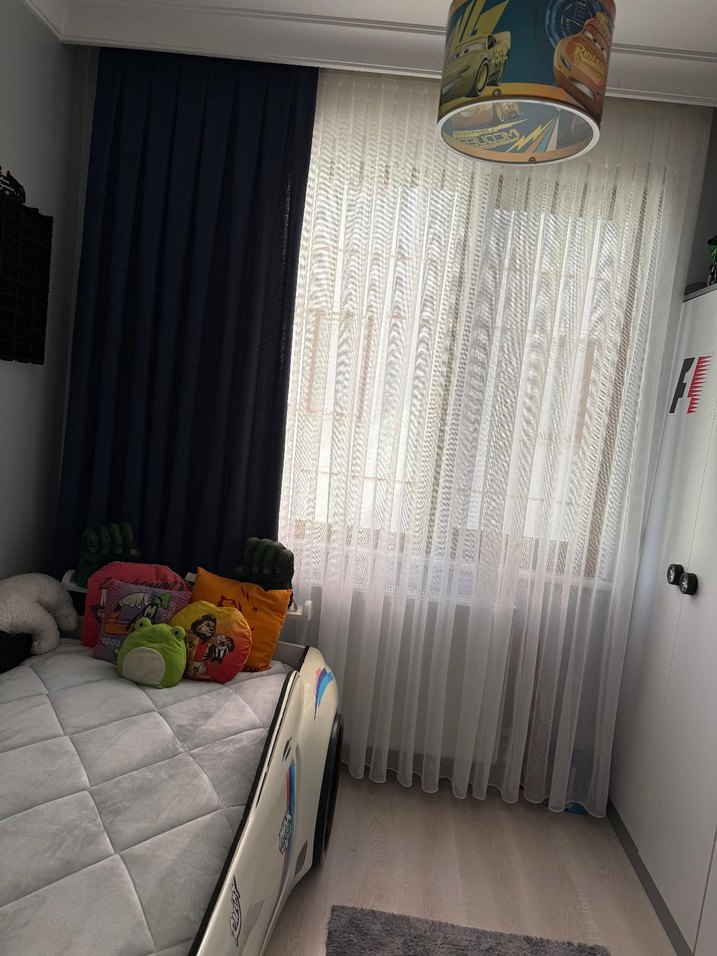 Gri Detaylı Beyaz Modern Tül Perde - Görsel 5