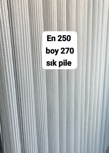 Gri Baskılı Sık Pileli Tül Perde 250x270 cm