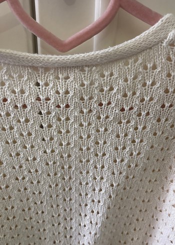 Zara Beyaz V Yaka Örgü Bohem Hırka - Görsel 6