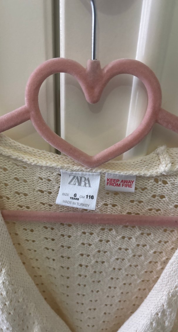 Zara Beyaz V Yaka Örgü Bohem Hırka - Görsel 2