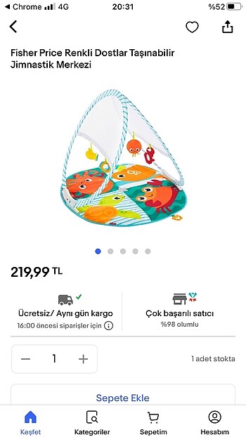 Fisher price taşınabilir jimnastik merkezi