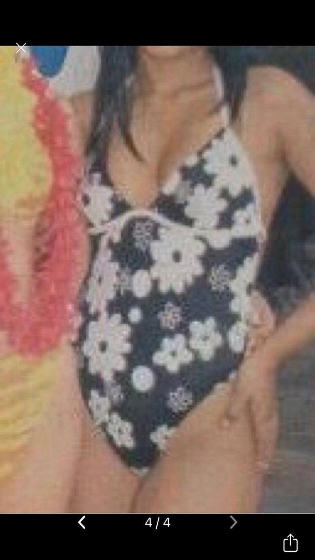 Çiçek Desenli Beyaz Siyah Mayo - Görsel 4