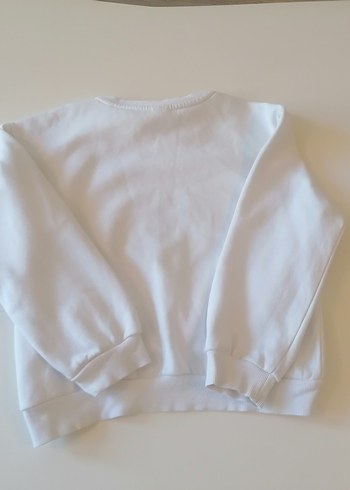 7 Yaş Beden beyaz Renk Kız Çocuk Beyaz Baskılı Sweatshirt