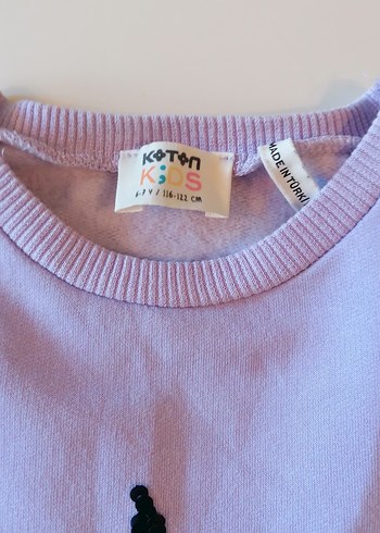 6 Yaş Beden mor Renk koton kiz unicorn pullu swaeatshirt