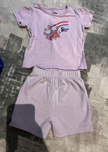 Kız Çocuk Renkli Baskılı Tişört ve şort - Görsel 4