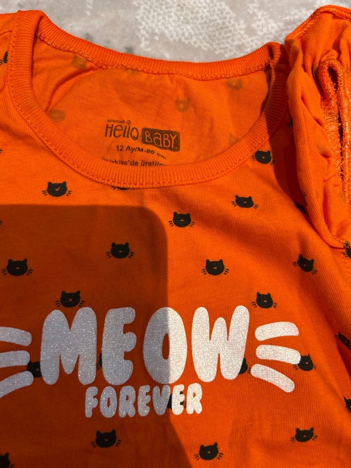 Kız Çocuk Renkli Baskılı Tişört ve şort - Görsel 2