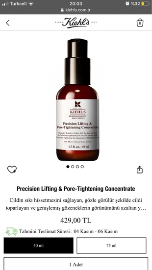 kiehl's precision lifting & pore-tightening concentrate 1.5 ml 