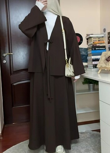 Tesettür etekli kimono takım