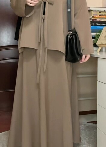 universal Beden camel Renk Etek kimono ikili takım