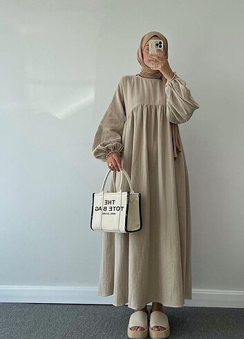 Muslin kumaş robalı tesettür elbise 