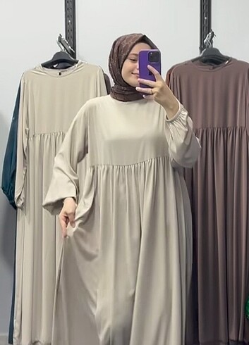 universal Beden camel Renk Robalı tesettür elbise 