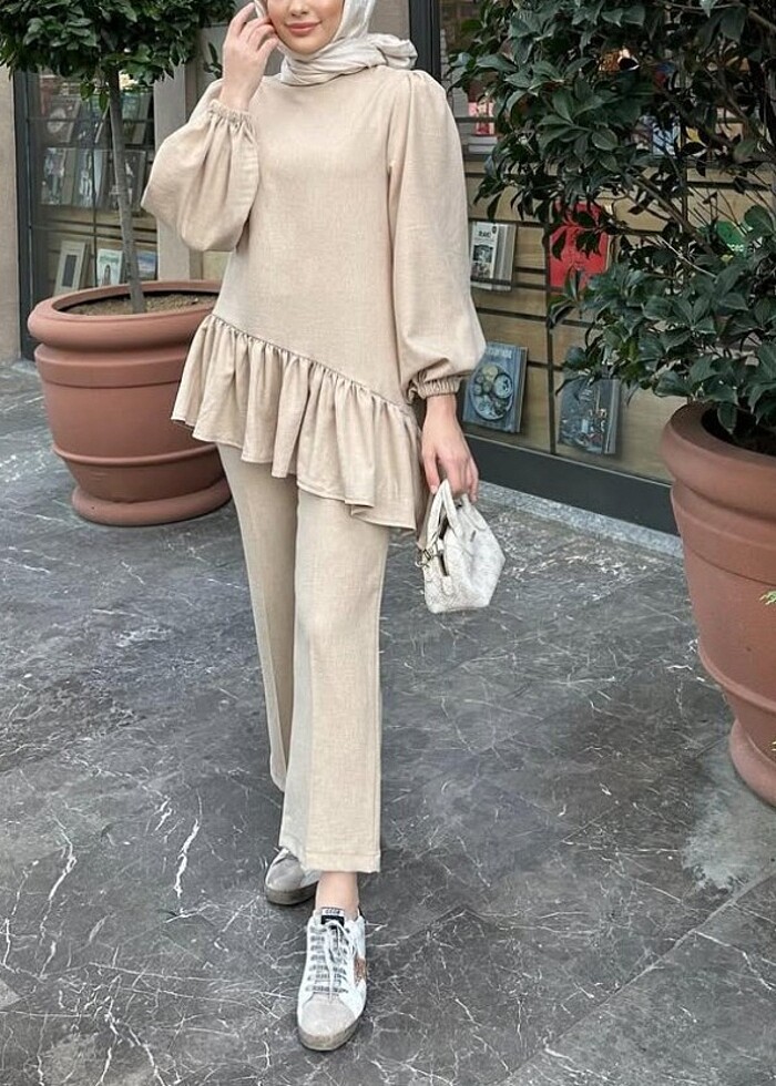 Keten tesettür ikili takım - Görsel 2