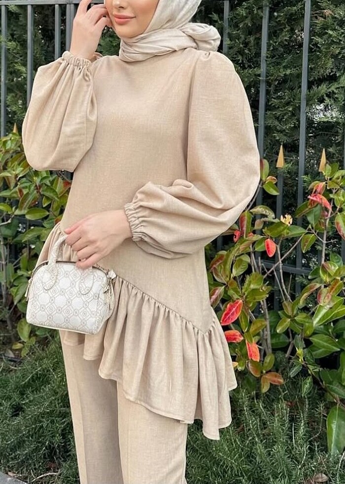 Keten tesettür ikili takım - Görsel 3