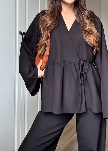 universal Beden siyah Renk kimono pantolon takım