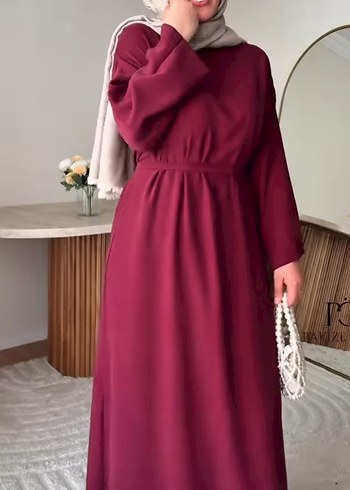 Bordo düz tesettür elbise