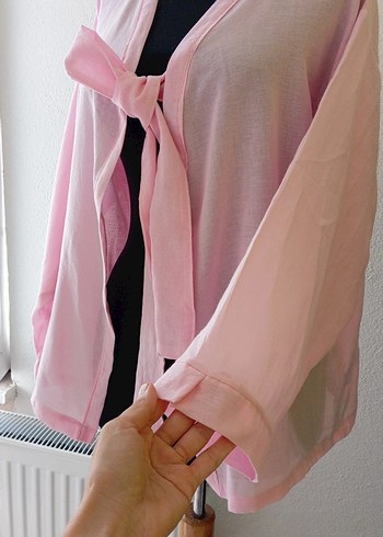 universal Beden pembe Renk keten kimono