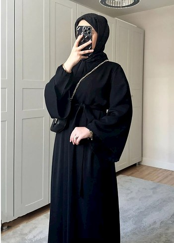 universal Beden Siyah Uzun abaya kimono