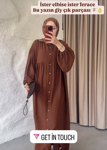 muslin düğmeli tesettür elbise