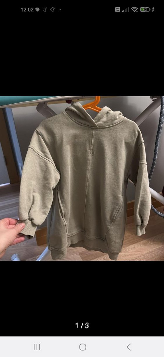 Bej Kapüşonlu Rahat Kesim Sweatshirt 6 yaş - Görsel 3