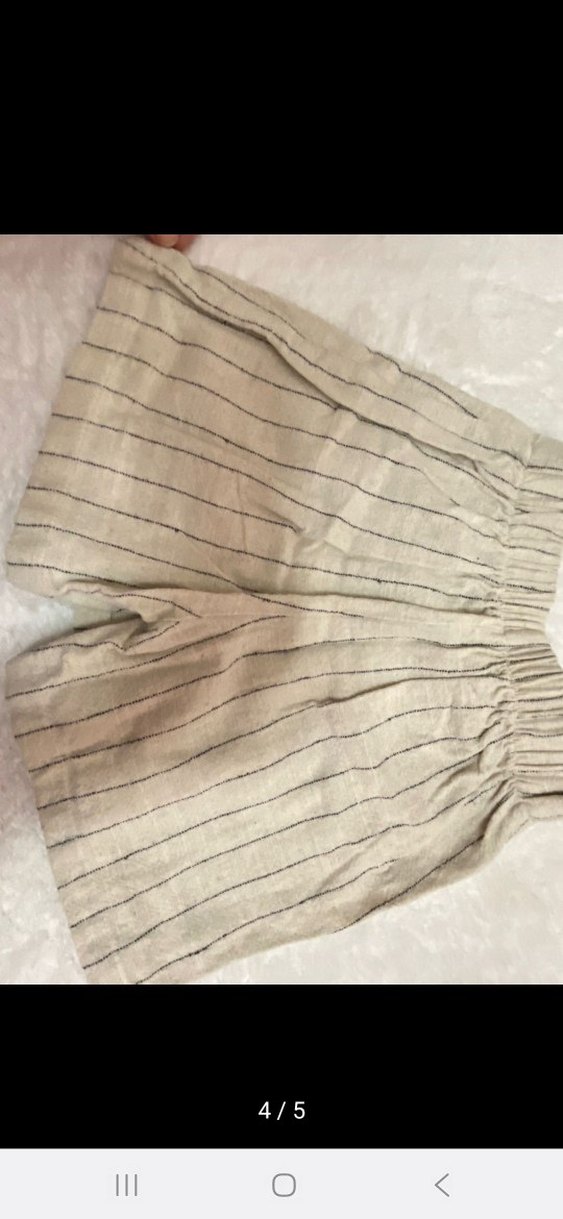 Bej Keten Çizgili Kız Takım 5-6 yaş - Görsel 4