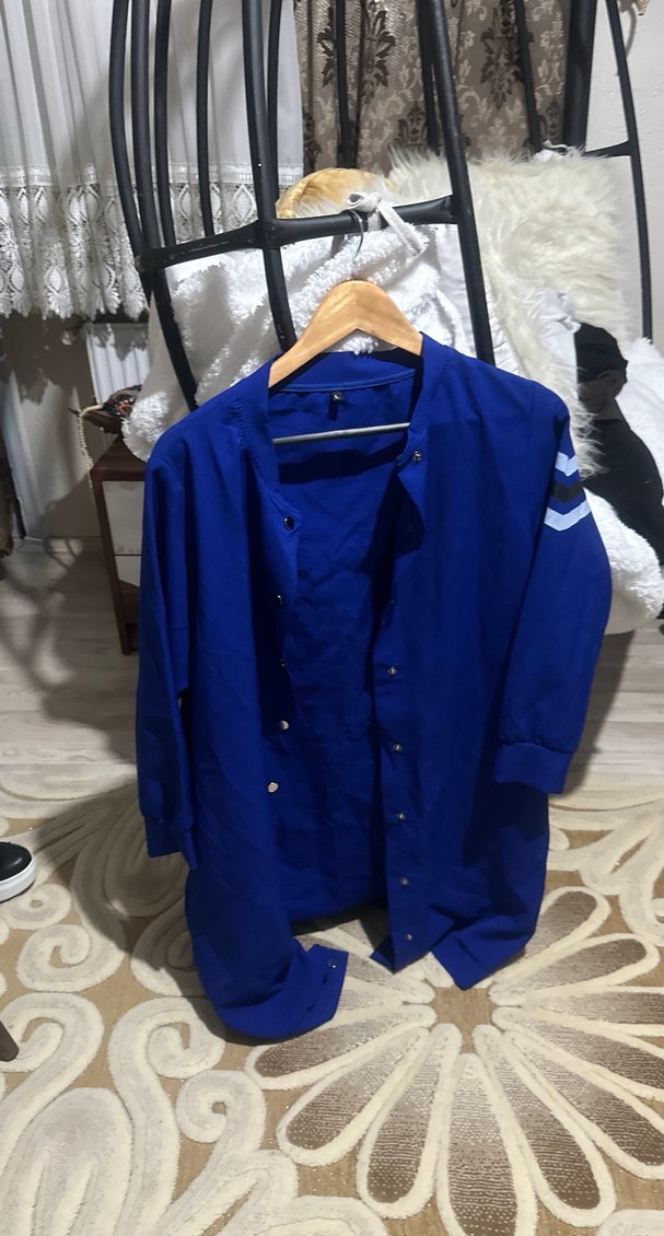 Düğmeli Lacivert Midi Hamile Ceketi - Görsel 2