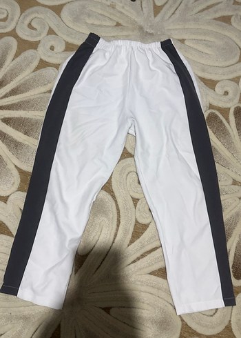 Beyaz Gri Yan Şeritli Rahat Kesim Pantolon - Görsel 3