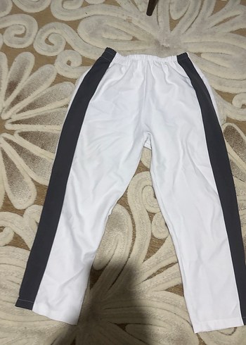 Beyaz Gri Yan Şeritli Rahat Kesim Pantolon - Görsel 2