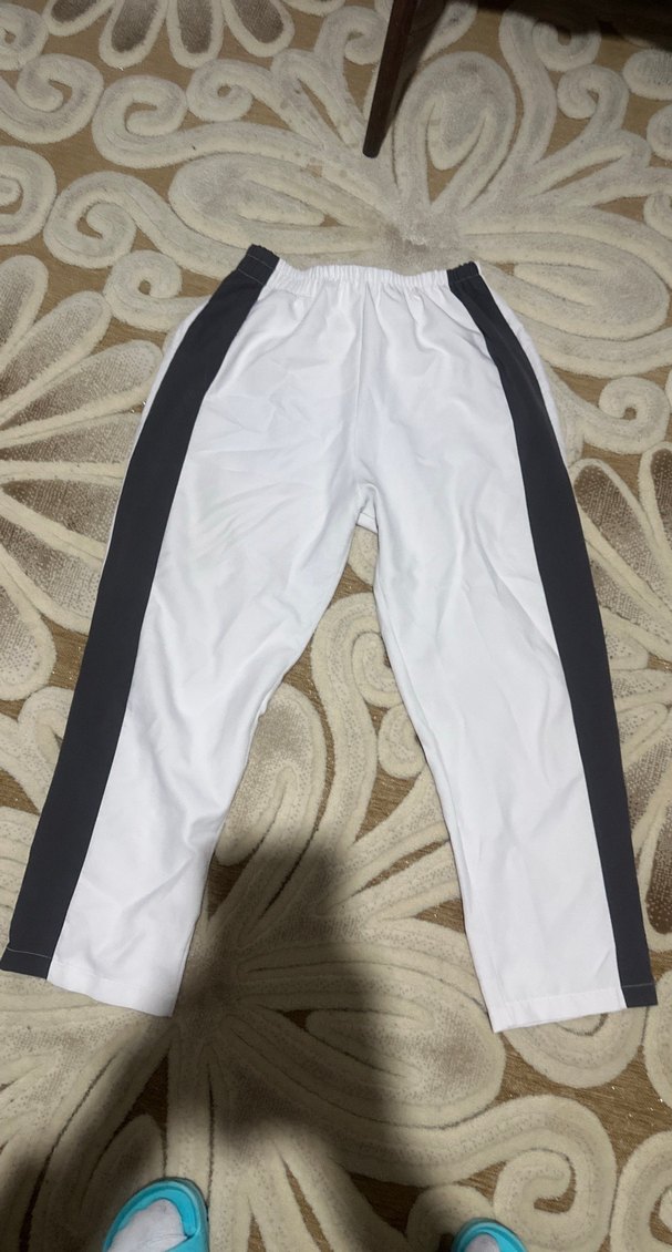 Beyaz Gri Yan Şeritli Rahat Kesim Pantolon - Görsel 3