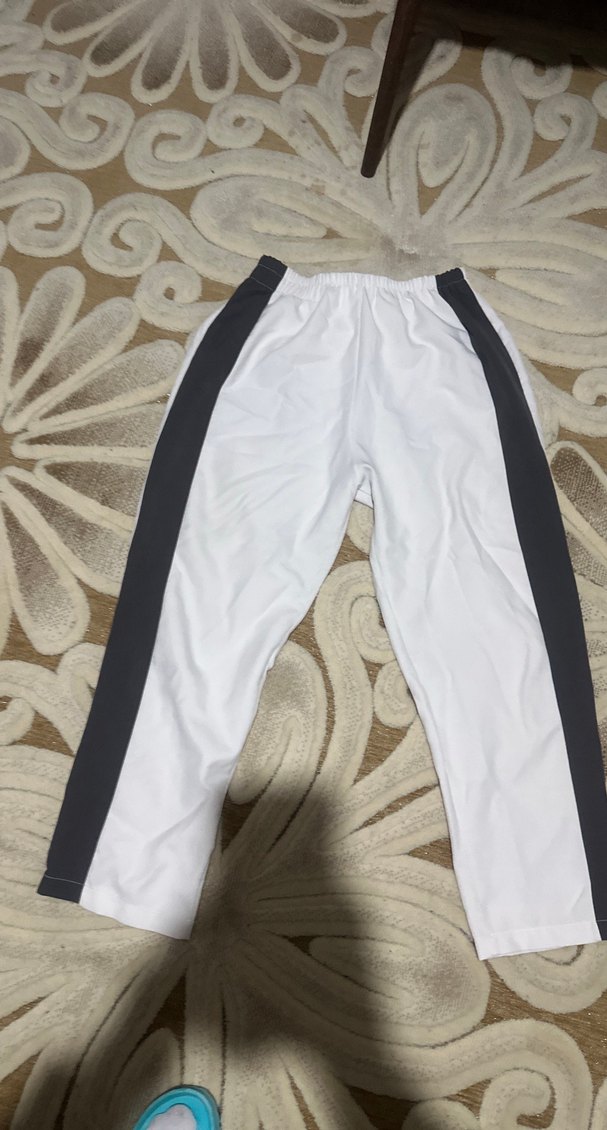 Beyaz Gri Yan Şeritli Rahat Kesim Pantolon - Görsel 2