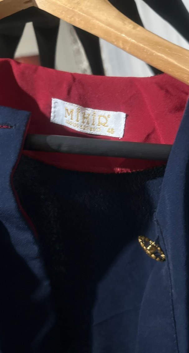 Uzun Mavi Hamile Ofis Klasik Kaban - Görsel 4