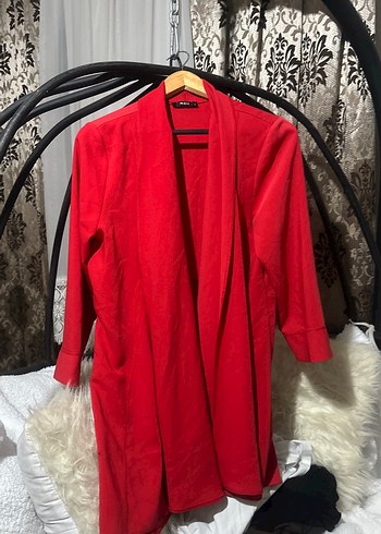 Kırmızı Salaş Midi Kadın Kaban - Görsel 2