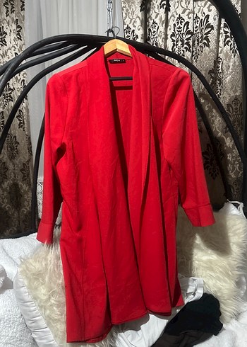 Kırmızı Salaş Midi Kadın Kaban - Görsel 3